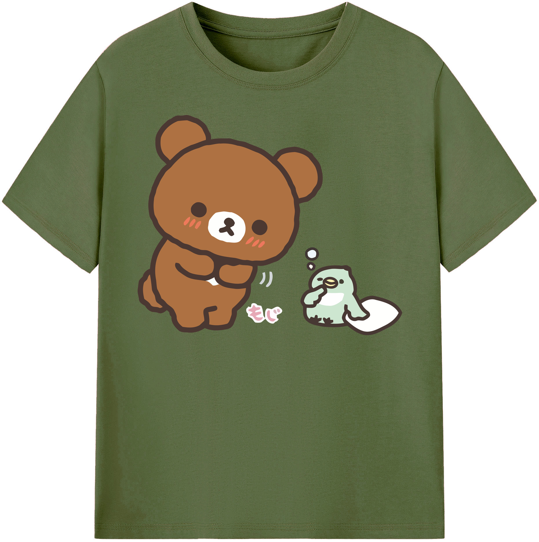 （画像用） リラックマ リラックマ キイロイトリ Rilakkuma Korilakkuma Kiiroitori 綿100％半袖Tシャツ（フロントプリント）